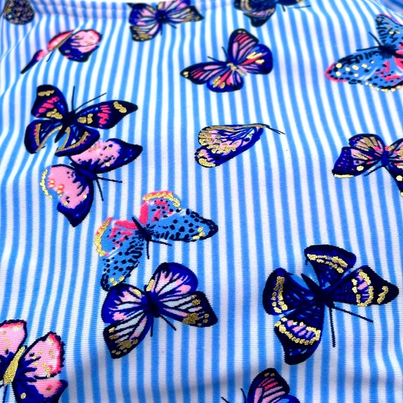 Girl’s Swimsuit Bikini Striped Butterfly UPF 50‎ Ruffle Sleeve & Chest NWT 14-16 - Picture 3 of 13